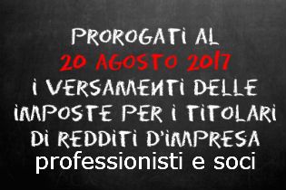 proroga dei versamenti della dichiarazione dei redditi