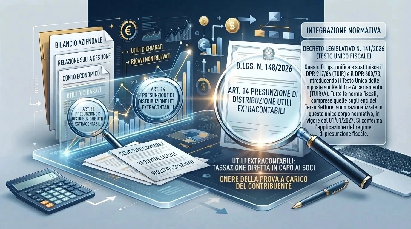 Utili extracontabili e società a ristretta base: la nuova presunzione di distribuzione nel d.lgs. n. 148/2026